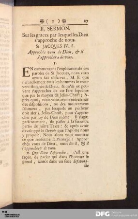 II. Sermon. Sur les graces par lesquelles Dieu s'approche de nous.