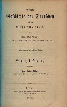 Neuere Geschichte der Deutschen seit der Reformation, [7]. Register