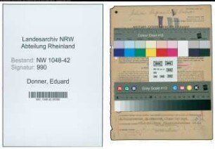 Entnazifizierung Eduard Donner , geb. 04.11.1904 (Gaertner)