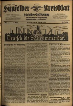 Erste Ausgabe vom Mittwoch, den 09. Januar 1935.