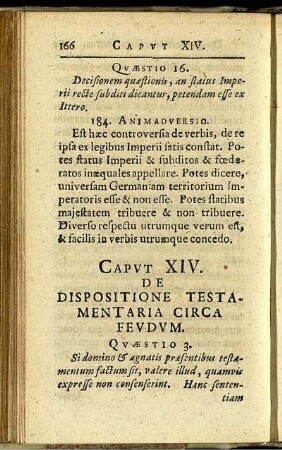 Caput XIV. De dispositione testamentaria circa feudum.