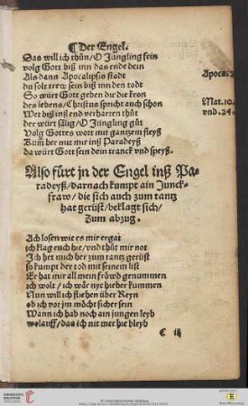 Also fürt jn der Engel inß Paradeyß