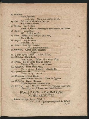 Familiarum romanarum nummi argentei