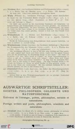 Auswärtige Schriftsteller: Dichter, Philosophen, Gelehrte und Naturforscher (Nr. 432-470)