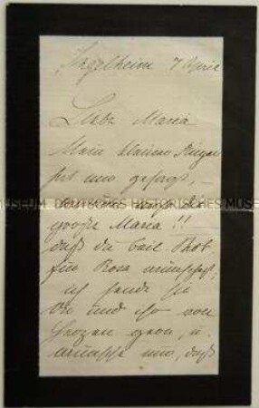 Brief mit Trauerrand an Maria von ihrer Schwester Therese - aus der Schreibschatulle der Ullrike von Levetzow (Goethe-Kasten)