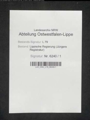 Vorstellungslisten des Aushebungsbezirks Lage