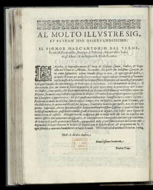 Dediktation an Marc´Antonio dal Verme