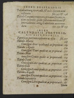 Index Calendarii Posterioris Astronomici.