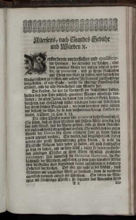 Allerseits, nach Standes Gebühr und Würden etc.