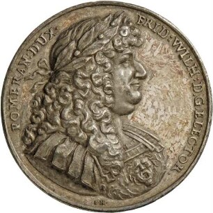 Medaille von Johann Höhn d. J. auf Kurfürst Friedrich Wilhelm von Brandenburg und die Einnahme der Stadt Stralsund, 1678