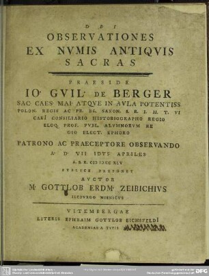 Observationes Ex Numis Antiquis Sacras
