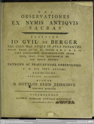 Observationes Ex Numis Antiquis Sacras