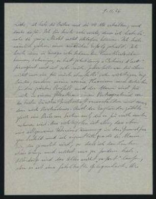 Brief von Raoul Hausmann an Elfriede Hausmann. Zürich