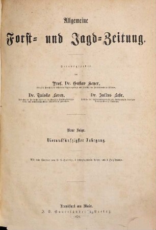 Allgemeine Forst- und Jagdzeitung : Allg. F. u. J. Ztg. = German journal of forest research. 54. 1878