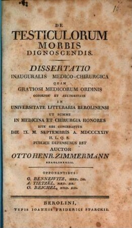 De testiculorum morbis dignoscendis : dissertatio inauguralis medico-chirurgica