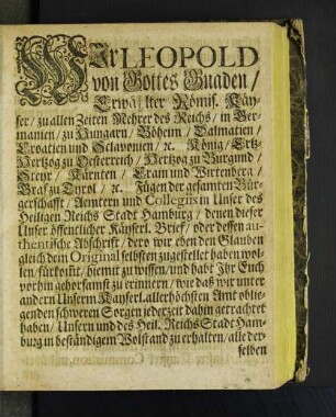 Wir Leopold von Gottes Gnaden/ ...