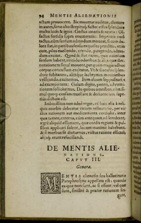 De Mentis Alienatione. Caput III.