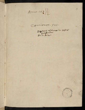Ir, Anno 1591/2/3/4. Conciones 501. Siguarti conciones in Iosuam et Judicum. Et in Acta.
