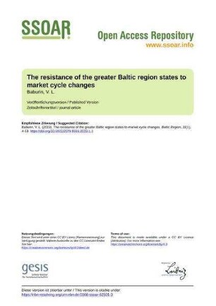 The resistance of the greater Baltic region states to market cycle changes