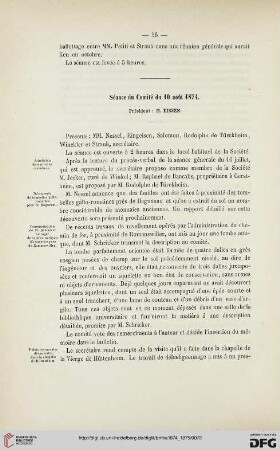 Séance du Comité du 10 août 1874