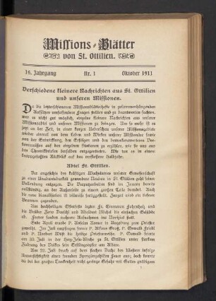 Nr. 1 Oktober 1911