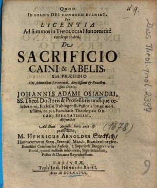 De Sacrificio Caini & Abelis