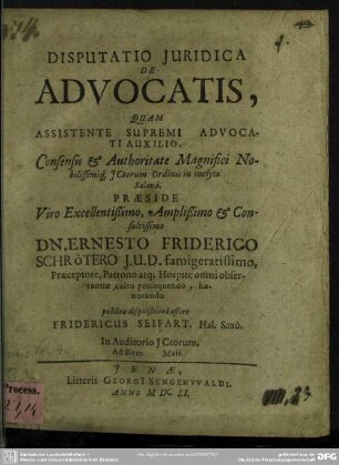 Disputatio Juridica De Advocatis