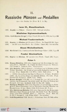 II. Russische Münzen und Medaillen (Nr. 1280-1543)