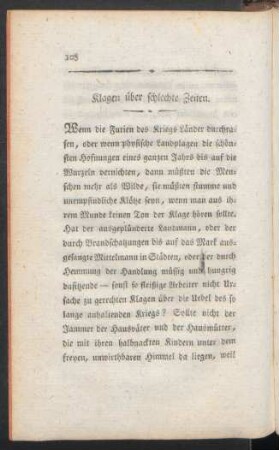 Klagen über schlechte Zeiten