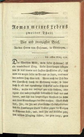 Roman meines Lebens zweiter Theil.