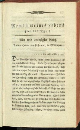 Roman meines Lebens zweiter Theil.