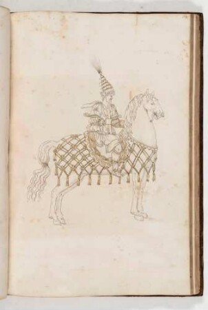 Reiter auf einem Pferd, in: Equestrium statuarum [...] formae [...] artificiosissime pictis, Bl. 64