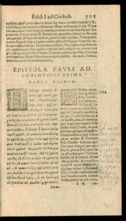 Epistola Pauli Ad Corinthios Prima.