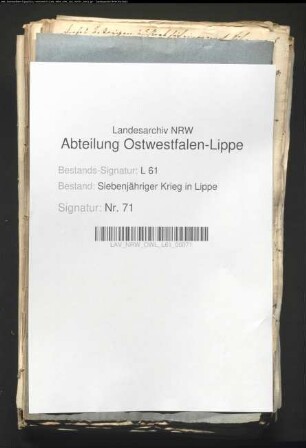Fourage- und Transportleistungen, Durchmärsche und Einquartierungen im Jahre 1760 - Varia