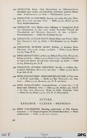 Antike Keramik – Gläser – Bronzen (Nr. 401-434)