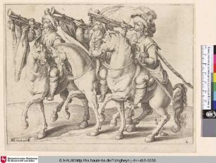 [Drei berittene Trompeter; Three Mounted Trumpeters]