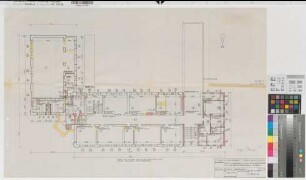 Recklinghausen (Recklinghausen) Staatliches Aufbaugymnasium Umbau und Erweiterung des Altbaus Grundriß Erdgeschoß 1961 1 : 100 55 x 85 Pause Staatshochbauamt Recklinghausen Regierung Münster Nr. 34121