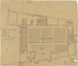 Fischer, Theodor; Worms; Cornelianum - Bestuhlungsplan (Grundriss)