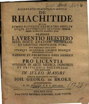 Dissertatio Inavgvralis Medica De Rhachitide