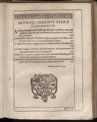 Articuli Praecipui Sacrae Chronologiae