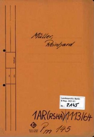 Personenheft Reinhard Müller (*12.06.1913, +10.03.1964), SS-Hauptsturmführer