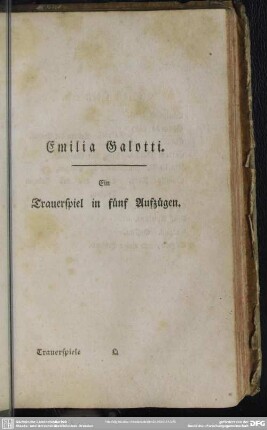 Emilia Galotti. Ein Trauerspiel in fünf Aufzügen