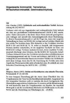 105-120, Organisierte Kriminalität. Terrorismus. Wirtschaftskriminalität. Gewinnabschöpfung