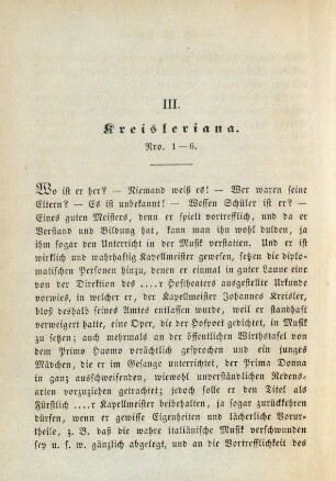 III. Kreisleriana. Nro. 1-6