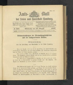 No.203, Mittwoch, den 27. August 1919