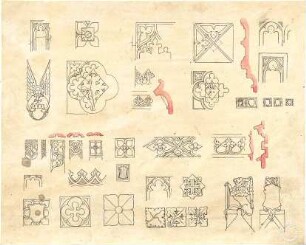 Lange, Ludwig; Lange - Archiv: X.5 Gotik (Details Holz) - verschiedene Ornamente (Details)