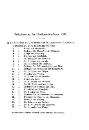 Teilnehmer an der Direktoren-Konferenz 1885