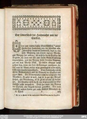 Der Unterscheid des Hochmuths und der Eitelkeit.