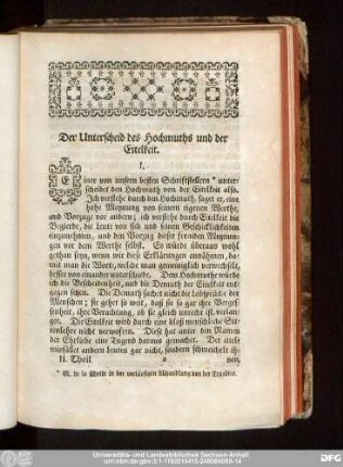 Der Unterscheid des Hochmuths und der Eitelkeit.