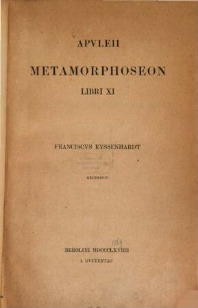 Apuleii Metamorphoseon : libri XI